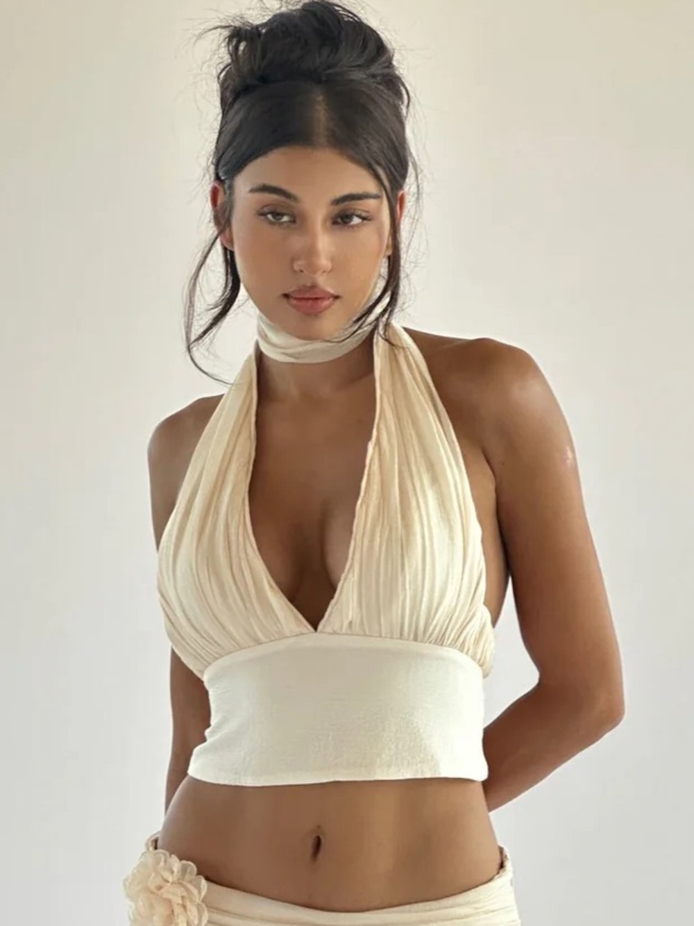 BELINDA HALTER TOP - IVORY - Picture 2 of 11